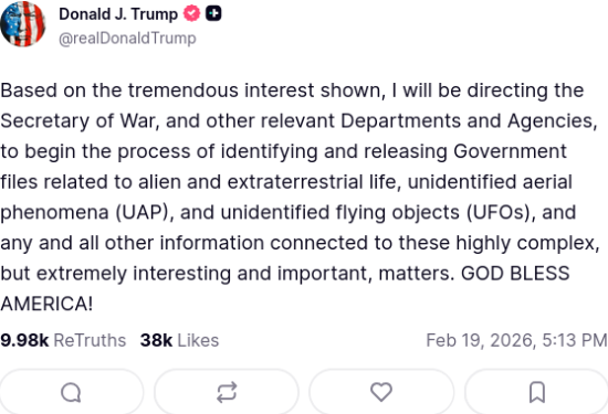 President Trump's Original Post on Truth Social